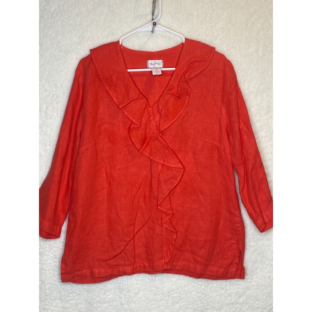 Mosaic Langenlook‎ BOHO Tunic Top Bright Raspberry Pink Linen Sz S M USA